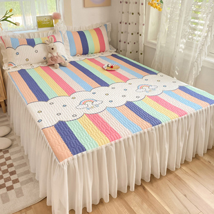 小清新夹棉床裙床罩单件公主风床单三件套四季 韩式 通用防滑保护套
