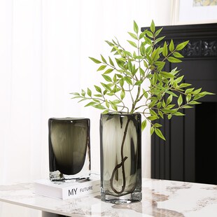 琉璃瓶烟灰色现代玄关餐桌瓶客厅器插高级感装 饰