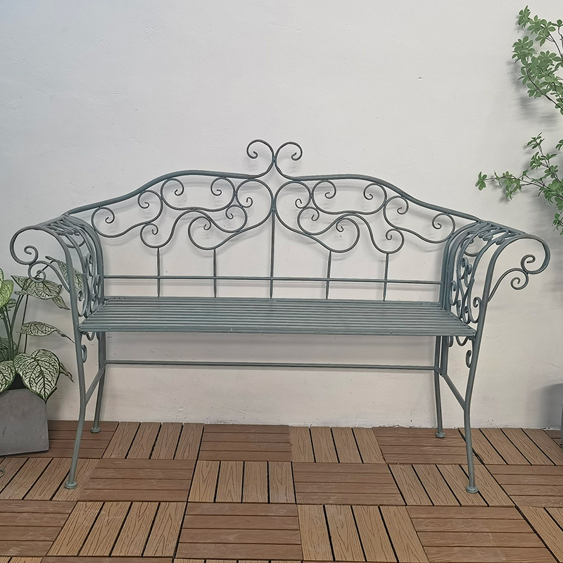 园铁艺桌椅欧式复古人靠背椅庭院阳台休闲铁长桌椅子三件装