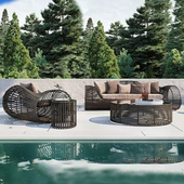 东南亚藤编沙发酒店民宿室外庭院休闲藤椅设计师露天阳台家俱