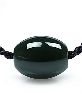 送证书天然和田玉黑青玉路路通玉石吊坠挂件男女款转运珠玉坠项链