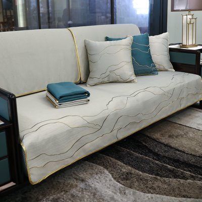 现代新中式沙发垫子防滑四季通用夏实木简约沙发坐垫盖布靠垫定制