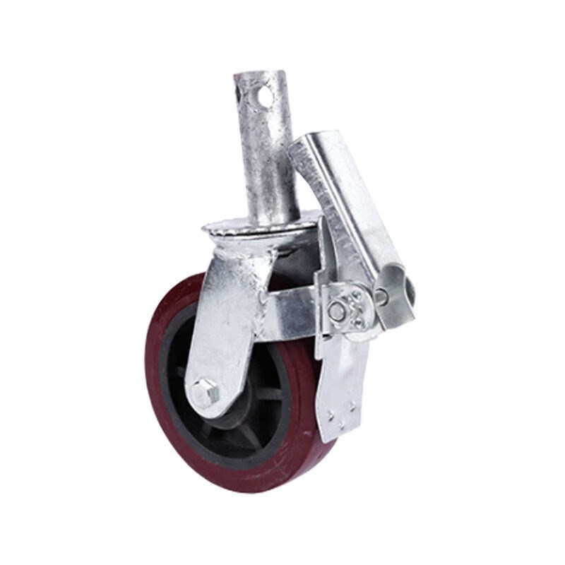 臻工品移动轮脚手架轮子架子移动轮加固枣红短杆一体W刹车单位:个