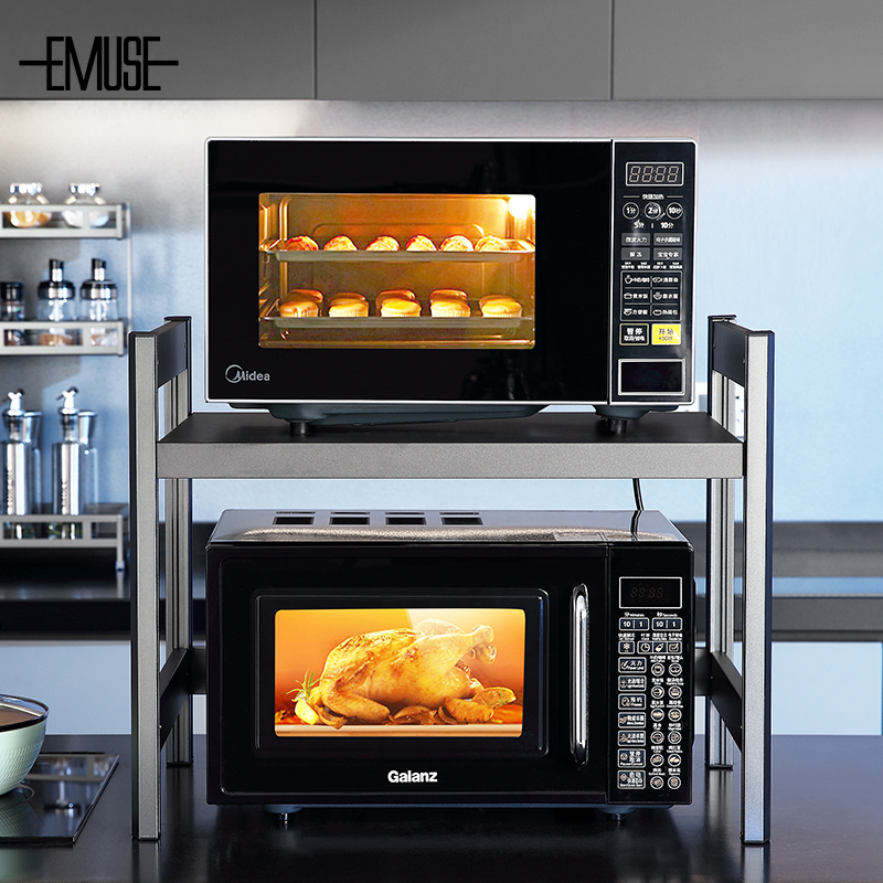 微波炉专用置物架台面悬空架加高家用支架L厨房烤蒸箱新款双层架