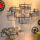 复古工业风铁艺水管壁挂酒吧网咖loft墙上装 饰品店铺立体金属壁饰