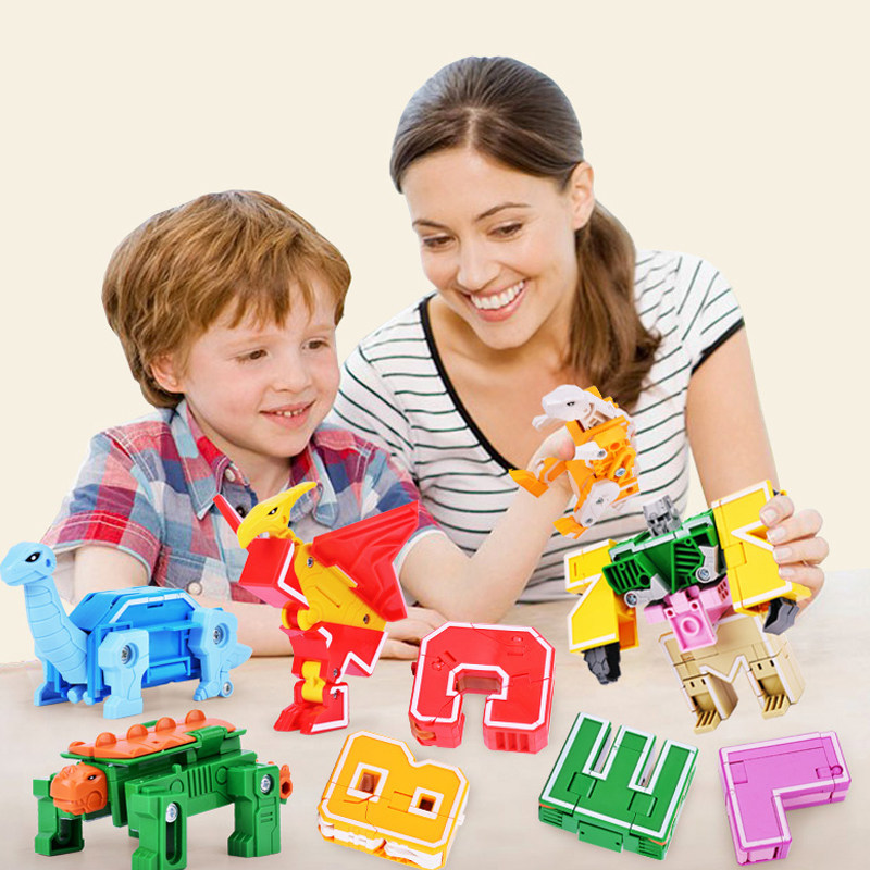 金刚战队26个字母变形合体机器人恐龙儿童ABC益智玩具数字套装