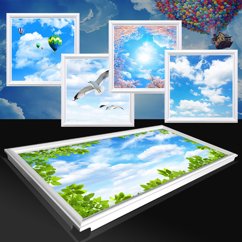 定制蓝天白云花灯集成吊顶LED平板灯铝扣板厨房卫生间客餐厅过道