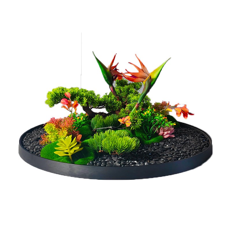 高端酒店大圆餐桌转盘中间摆花仿真花假花氛围摆设装饰品摆件花艺