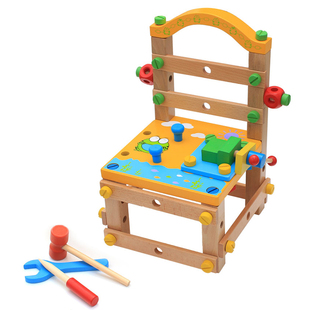 儿童早教益智智力鲁班椅子宝宝可组装 螺母组合拧螺丝玩具 拆卸拆装