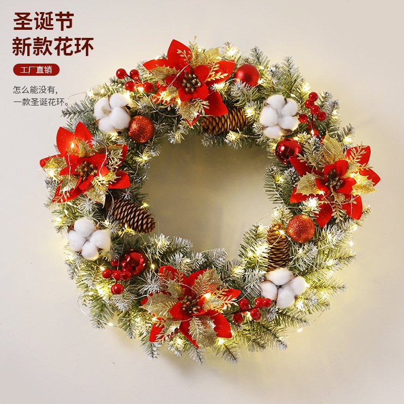 圣诞节装饰花环手工仿真圣诞花圈门挂圣诞派对场景布置气氛道具