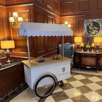 定制户外商场咖啡车可移动花车售卖展示台餐车铁艺手推摆摊车宣传