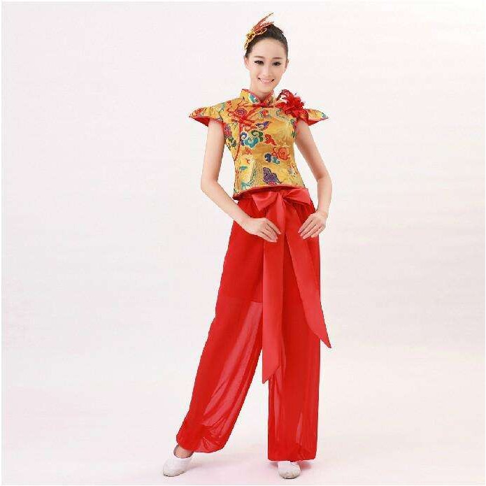 中国民族风秧歌服腰鼓服打鼓服广场舞蹈演出服装现代舞台表演男女