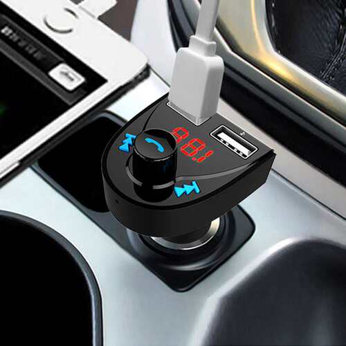 车载FM蓝牙发射器TF插卡mp3播放器无线免提双USB3.1A快充HK201