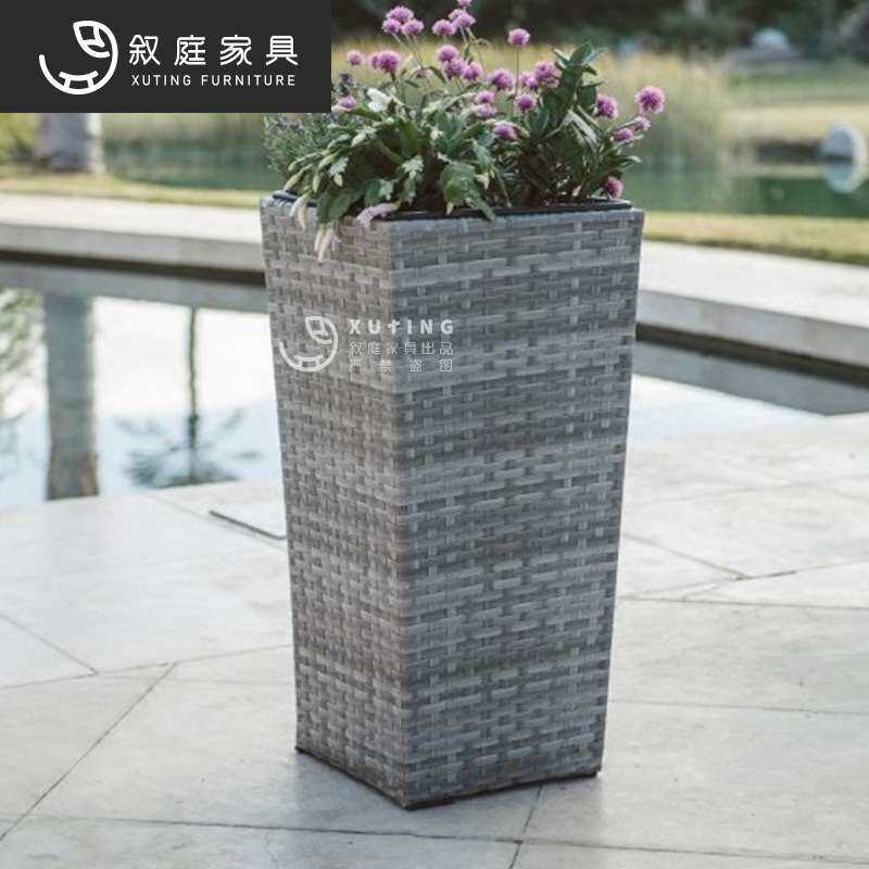 户外藤编花篮田园编织花盆家用客厅庭院别墅露台景区阳台创意花架