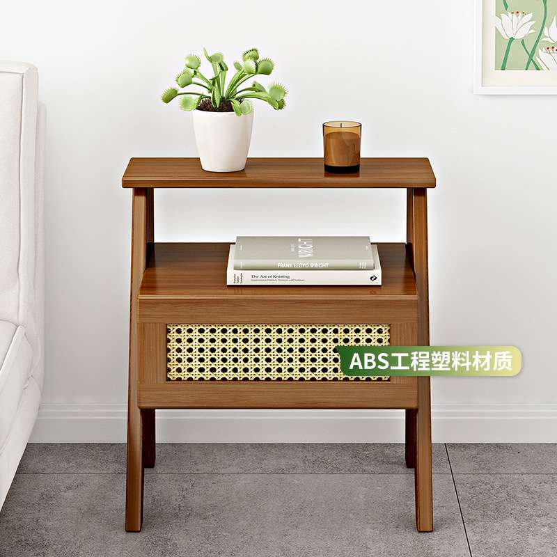 实木极窄床头柜收纳奶油风简约卧室小型床边柜简易床头柜子储物柜