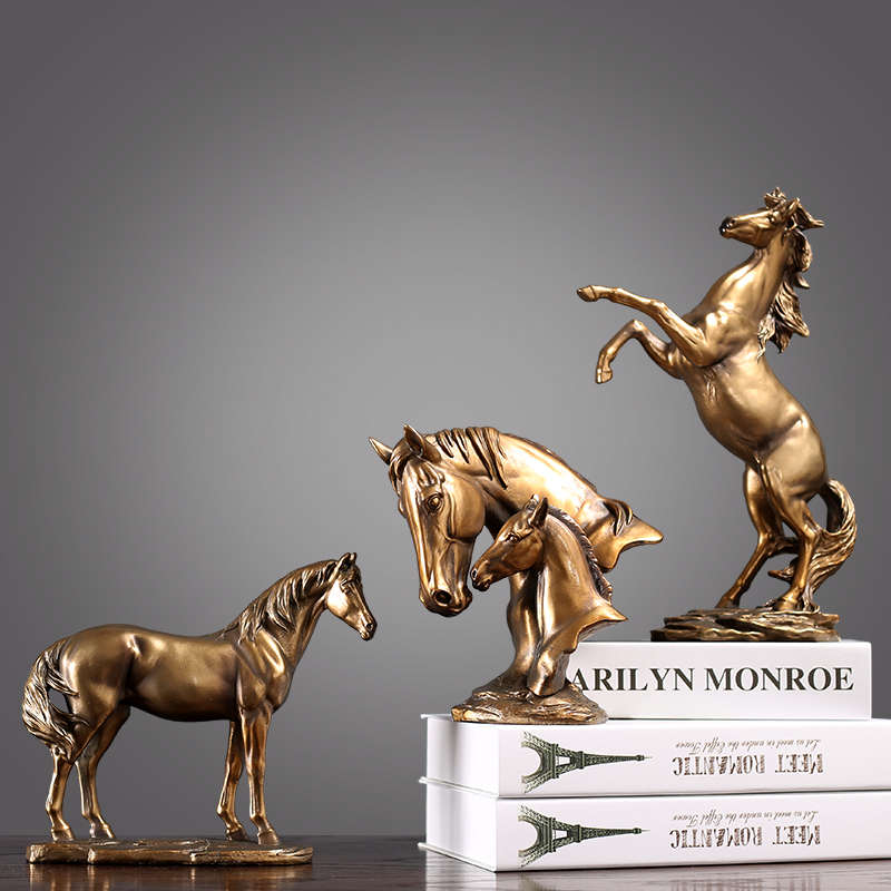 欧式轻奢家居摆件新古p典客厅酒柜样板房玄关装饰品铜金色象鹿摆