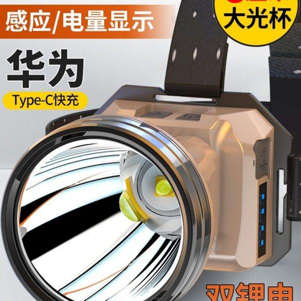 高端轻奢头灯强光超亮超长续航充电头戴式远射户外夜钓鱼专用矿灯