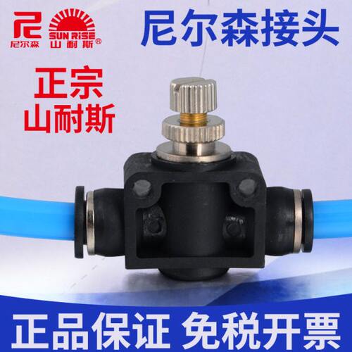 尼尔森气管接头节流阀气动可调NPA快插4 6 8 10 12mm山耐斯调速阀