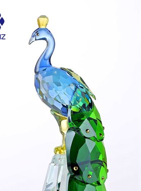 水晶孔雀创意办公室桌面书房y电视柜摆设现代酒柜装饰家居饰品摆
