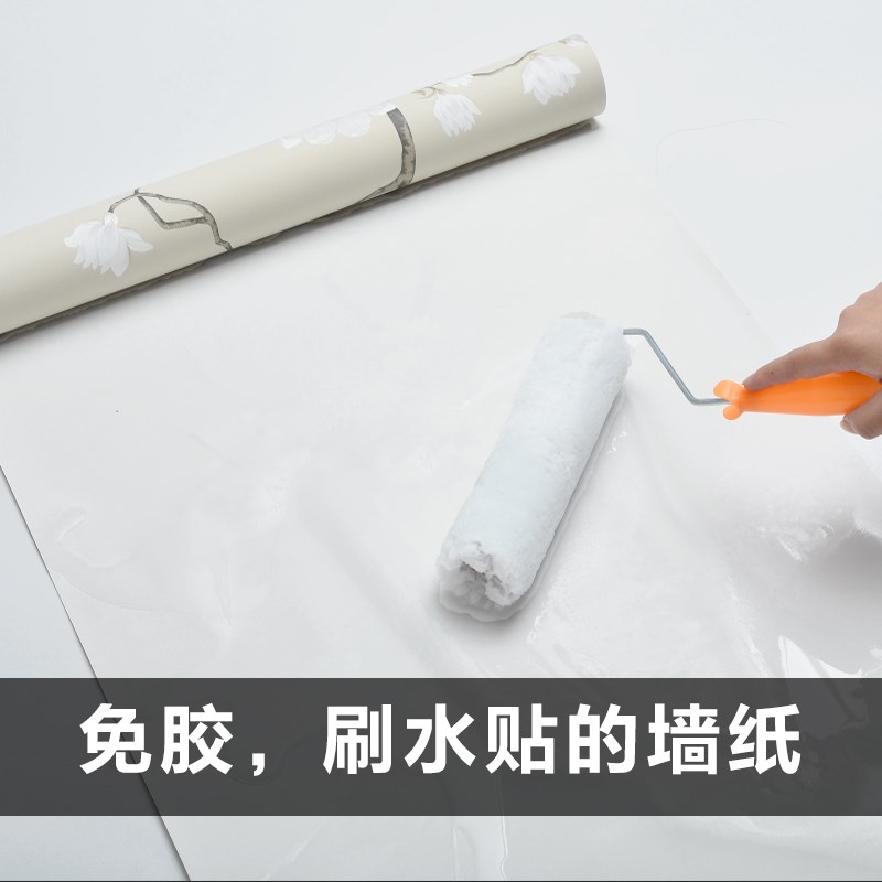 新款刷水即贴免胶墙纸美式复古田园花纹自粘贴纸卧室客厅壁纸温馨