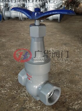 内螺纹羊角型闸阀Z11H-64C内丝高压直通手动闸阀高压管路锻钢阀门