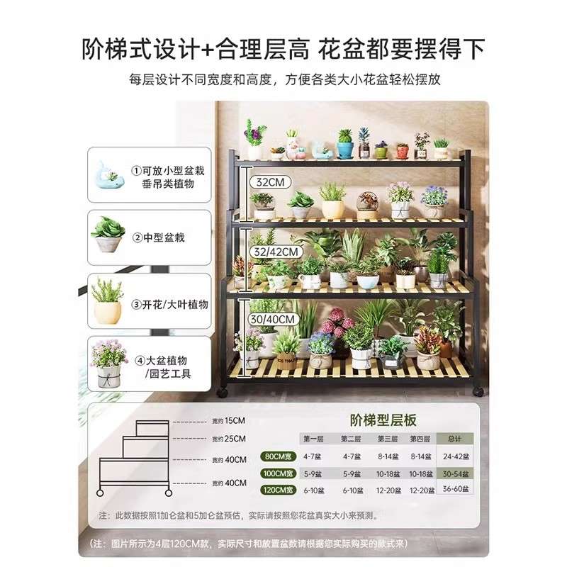 花架置物架阳台花架子客厅落地盆栽绿植架户外多层多肉花盆托架