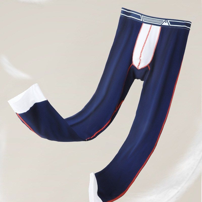 男士保暖秋裤纯棉质单件秋冬内穿打D底紧身衬裤薄款棉毛裤线裤潮