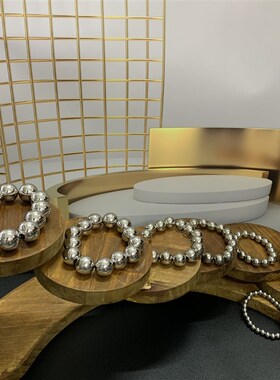 钛钢不锈钢珠手链 简约手s饰串珠手串 304不锈钢男女隔珠手链