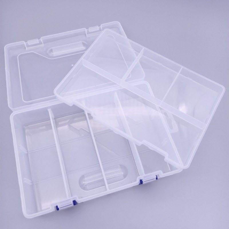 透明塑料收纳盒双层8格可拆配件五金工具零N件储物盒包装盒首饰盒