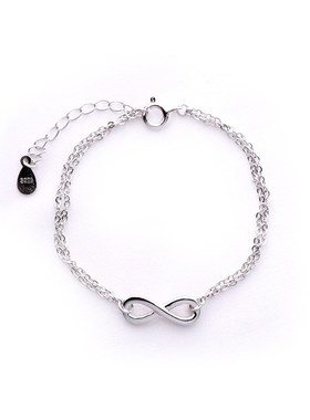 S925银手链女韩版简约u双层8字手饰无限无穷爱闺蜜姐妹生日礼物