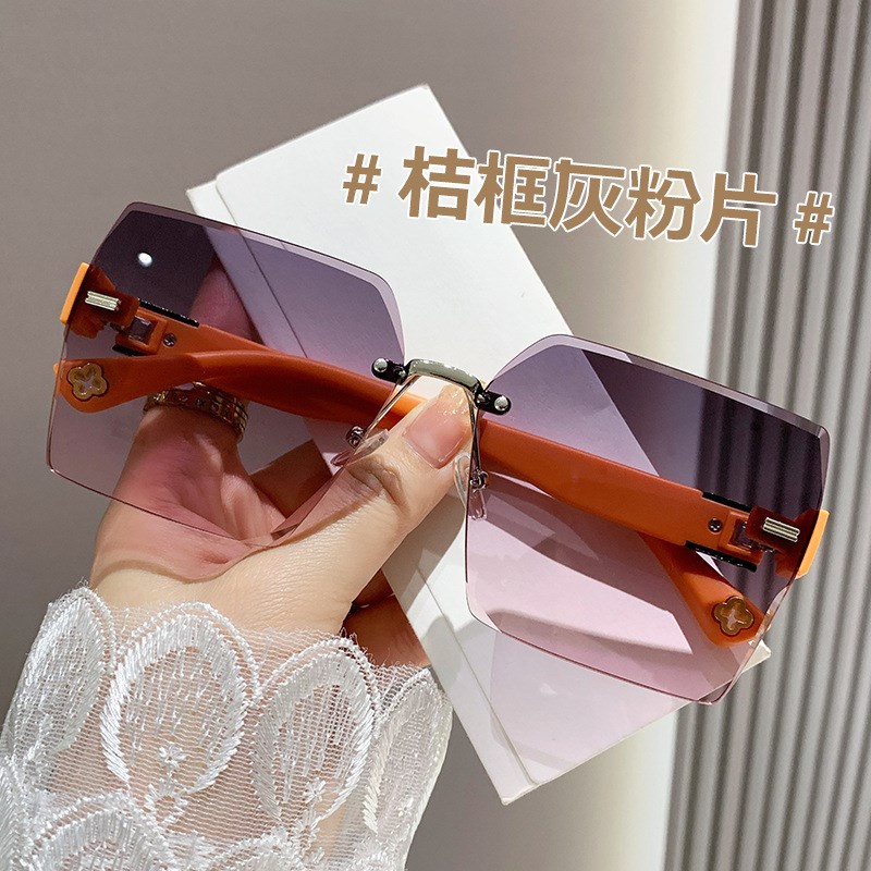 时尚墨镜女士高级感新款无框太阳镜女防晒防紫外线U大脸显瘦太阳