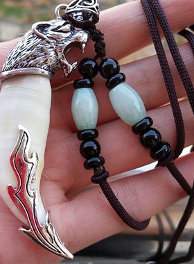 新款大獒牙真狗牙齿m本命年狼牙项链男女个性吊坠饰品本命年挂件