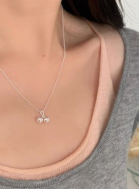 新款迷你小樱桃蛇骨链韩系简约百搭s925银项链inTs气质闺蜜锁骨链