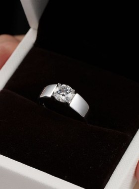 精工工艺S925银莫桑石男士w戒指一往情深情侣对戒一件代发工厂