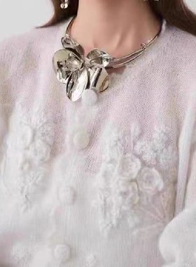 新中式马b面裙项链配饰潮复古蝴蝶水晶流苏古风汉服颈饰吊坠国风