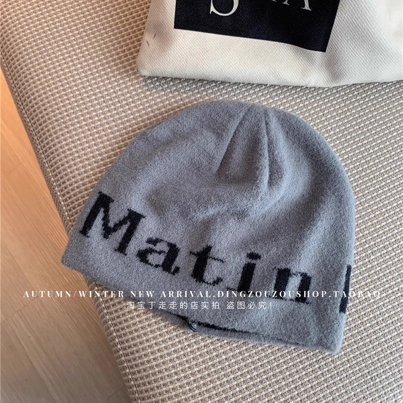 2024秋冬新款时尚百搭针织帽A子女保暖护耳毛线帽凹造型冷帽男潮