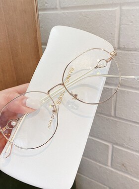 防蓝光眼镜珍珠i镜腿烤漆眼镜框复古金属女士近视眼镜架100368