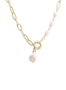 复古巴洛克珍珠项l链女金属吊坠拼接锁骨链潮轻奢小众设计感毛衣