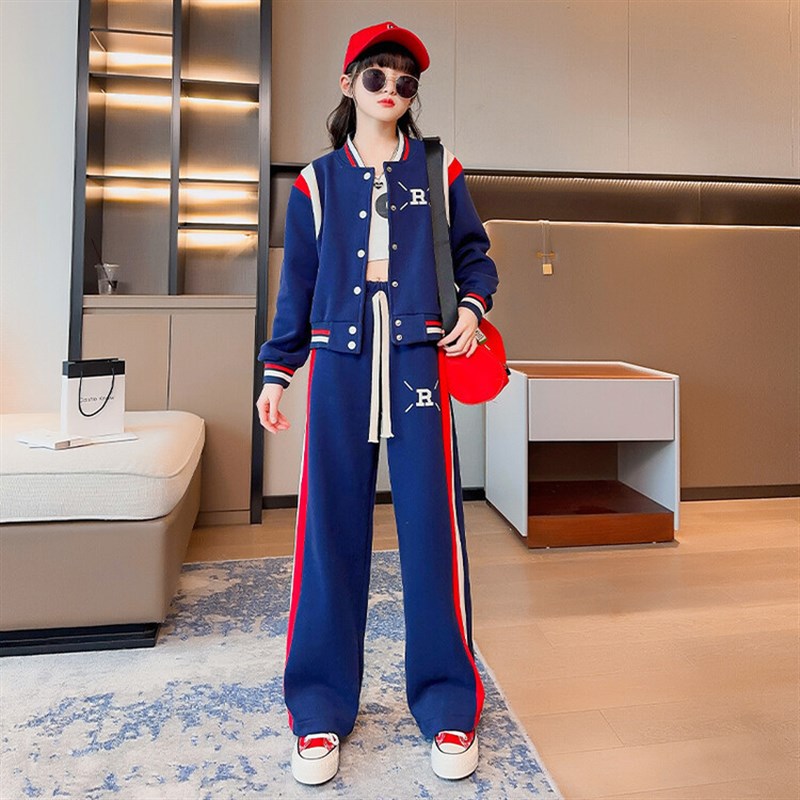 女童套装秋装2024新款洋气y儿童韩版休闲春秋中大童开衫运动两件