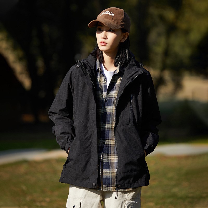 户外冲锋衣三合一女防风防泼w水情侣款单层薄款登山服外套男款
