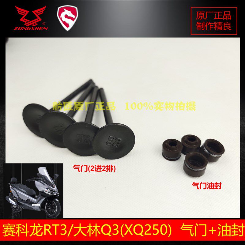 赛科龙睿途RT3气门油封气门杆大林Q3进排气门正品宗申250T-3气门