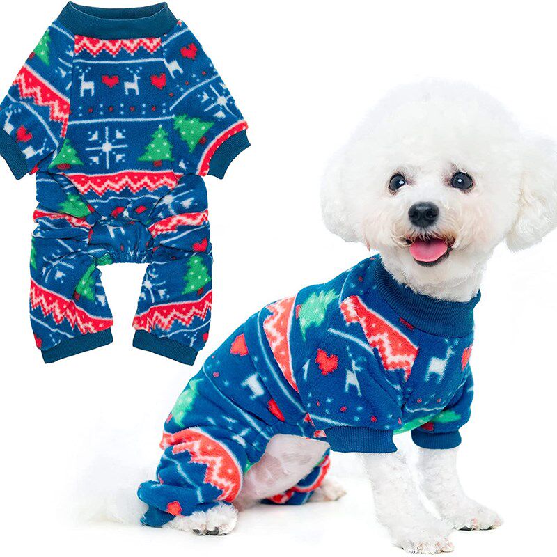 小型犬四脚衣小鹿犬打底衫奶狗睡衣秋冬加厚保暖衣泰迪圣诞喜庆服