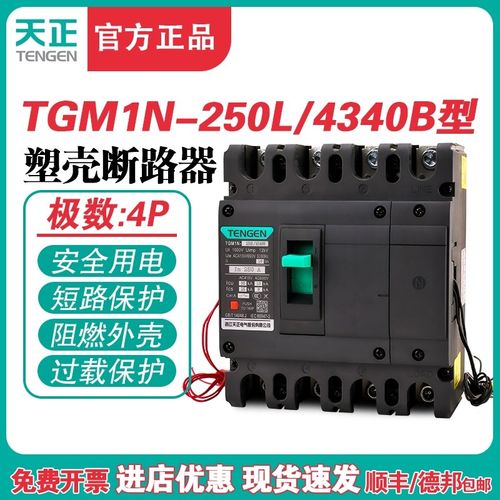 TENGEN天正TGM1N-250L/4340B 250A塑壳断路器250A空气开关4P 380V