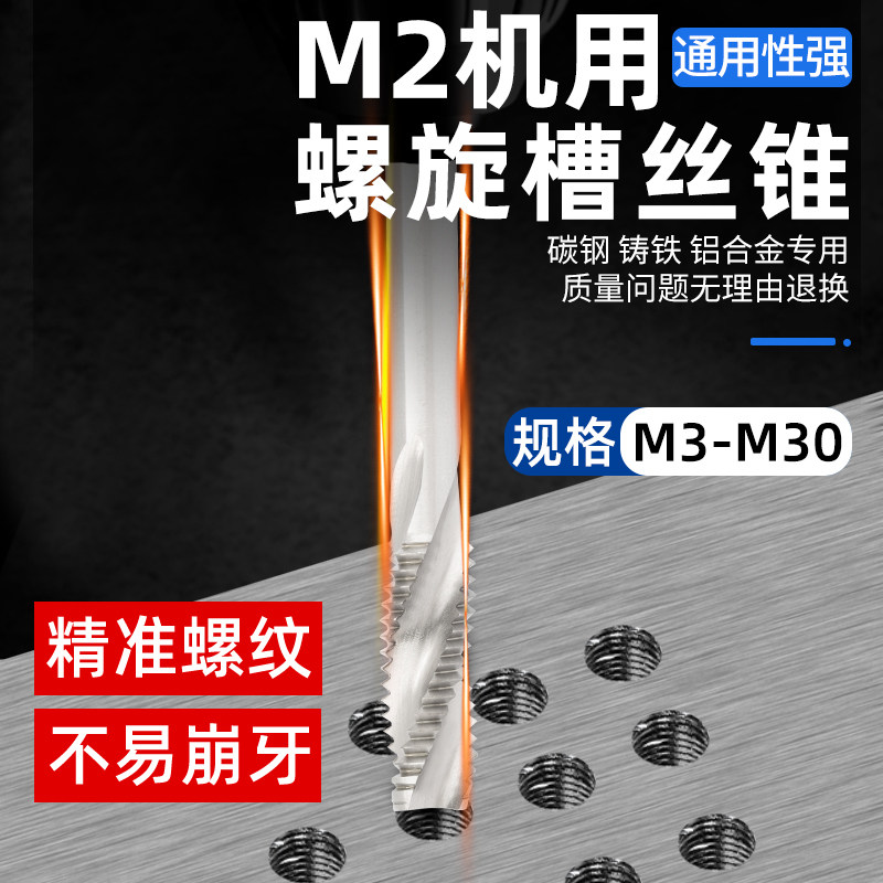 M2全磨制机用螺旋丝锥高速钢HSS丝攻不锈钢专用打孔钻头粗牙细牙