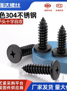 黑色304不锈钢十字扁平头自攻螺丝钉大薄头M2.9M3.5M3.9M4.8M6.3
