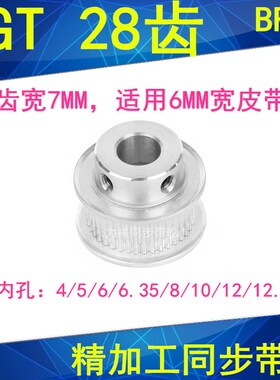 2GT28齿同步轮齿宽7凸台内径4/5/6/6.35/8/10/12/12.7/14同步带轮