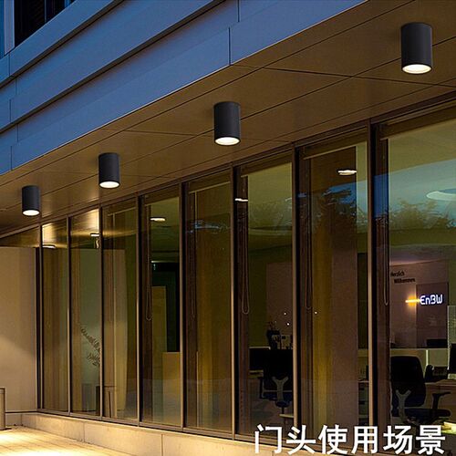 商铺门头入户大门 简约圆形室内室外射灯天花灯明装户外防水筒灯