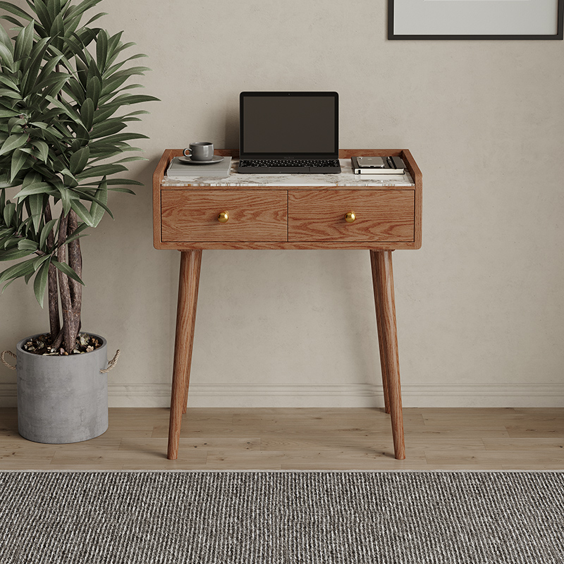 电脑桌实木款岩板书桌窄款40迷你床边小型梳妆台写字桌化妆台一体