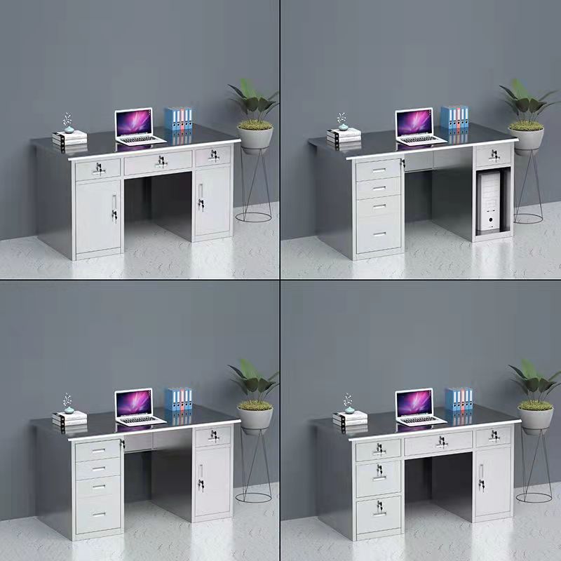 304加厚不锈钢医生办公桌电脑台式桌带抽屉无尘车间工作台写字桌