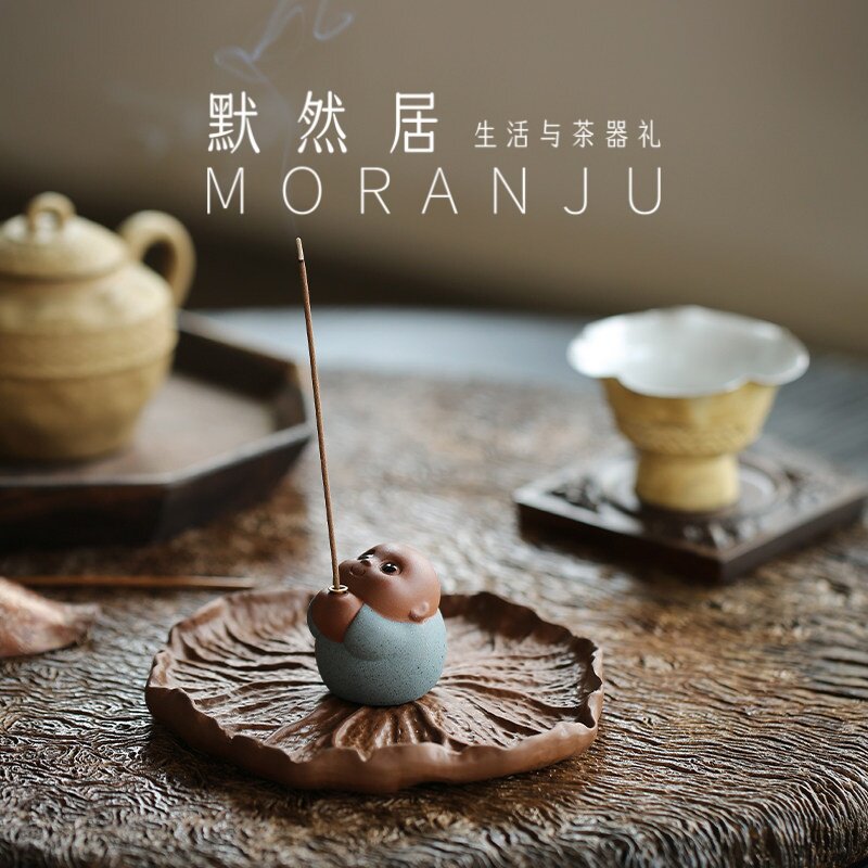 紫砂小沙弥线香香炉创意茶宠摆件家用高档茶室桌面香薰炉香座香道